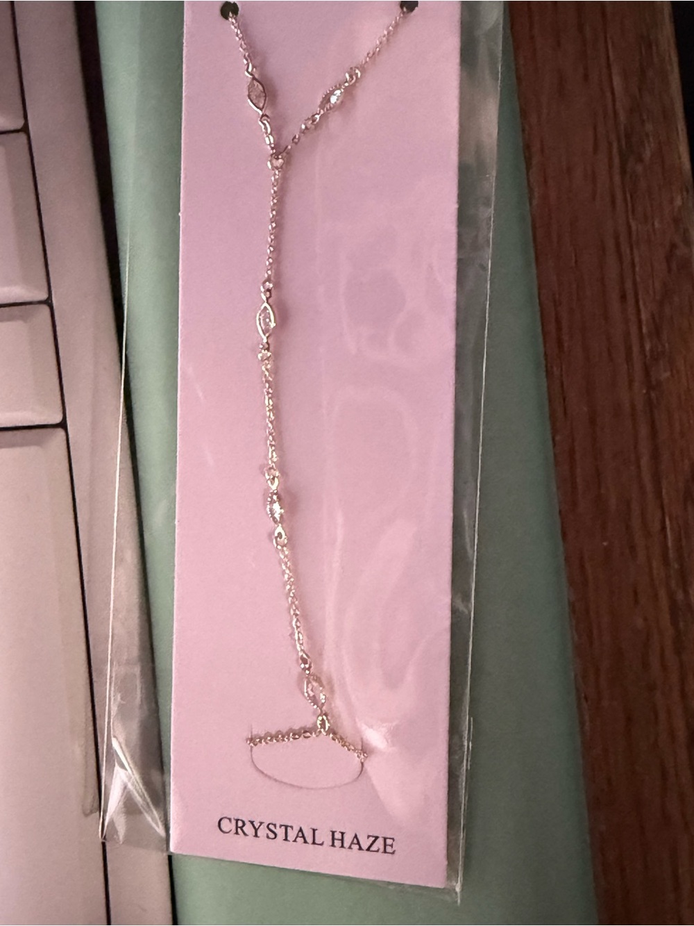 Crystal Haze Delicate Gold-Tone Hand Chain Bracelet - Women Jewelry - Picture 4 of 5